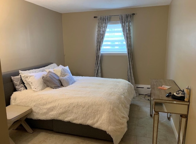 bedroom featuring a baseboard radiator