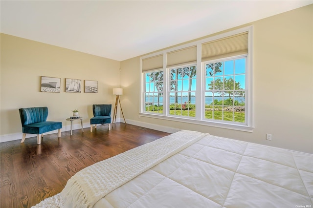 bedroom with wood-type flooring