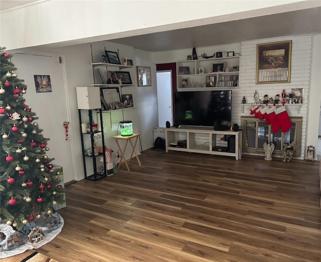 living room with wood-type flooring