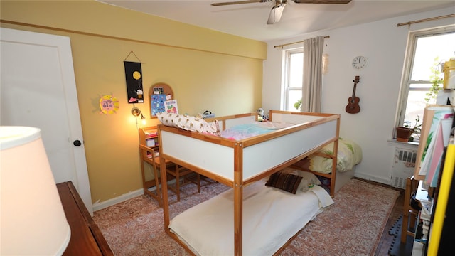 bedroom featuring ceiling fan