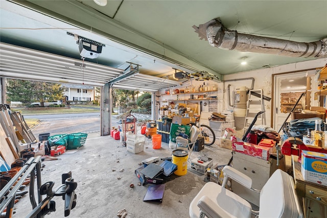 garage with a garage door opener