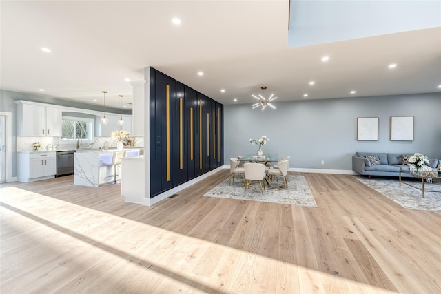 dining room featuring light wood-type flooring