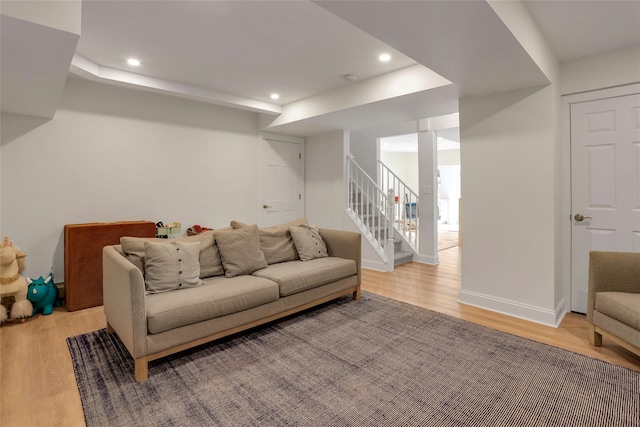 living room featuring light wood-type flooring