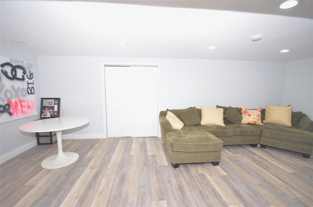 living room with hardwood / wood-style flooring