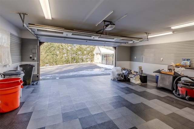 garage with a garage door opener