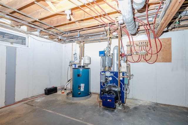 utility room with water heater