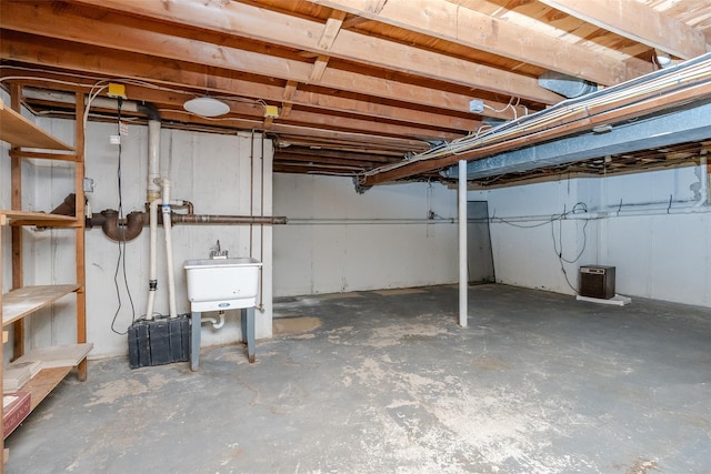 basement with sink