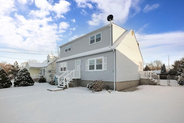 view of snow covered property