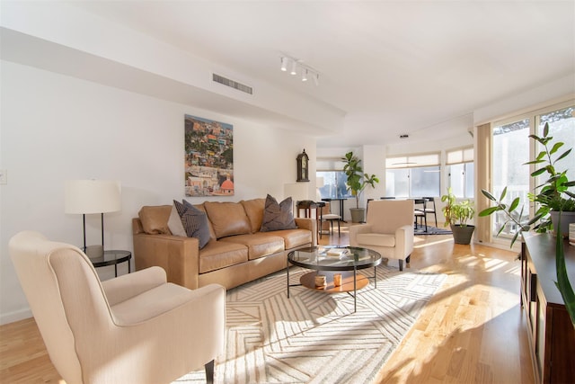 living room featuring light hardwood / wood-style floors