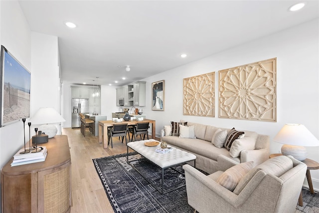 living room with light wood-type flooring