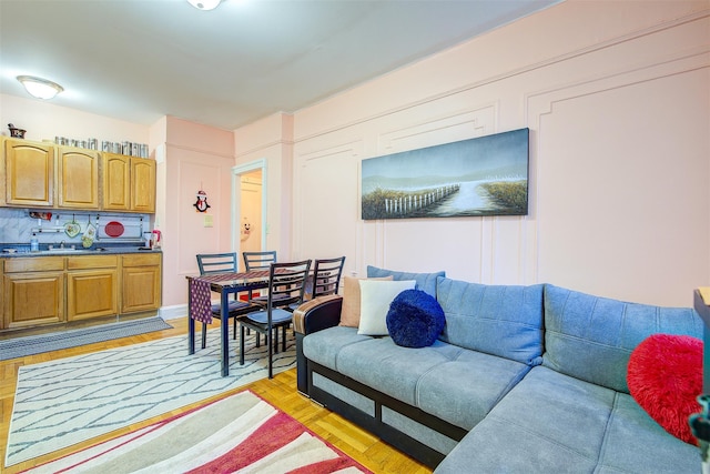 living area with light wood-type flooring