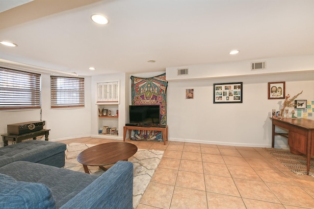 view of tiled living room