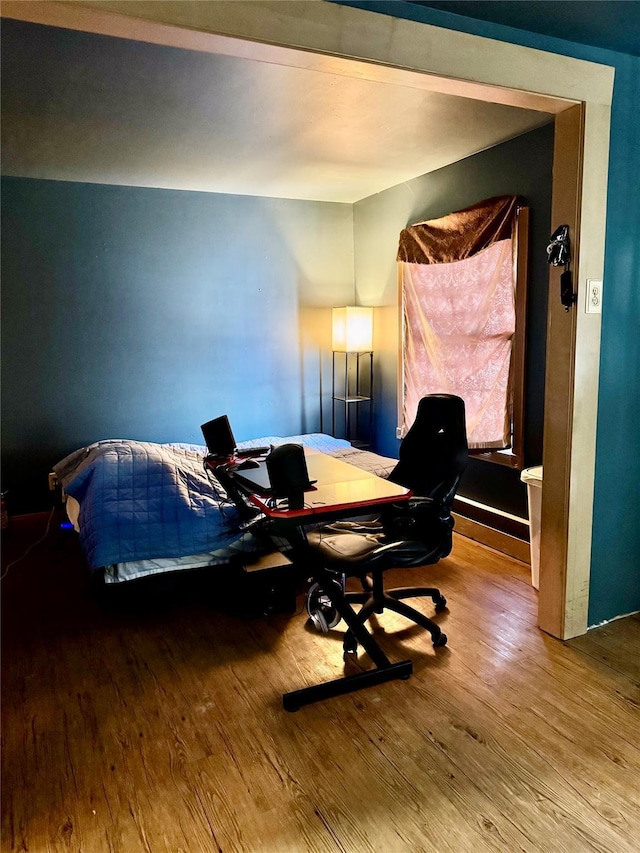 bedroom with hardwood / wood-style floors