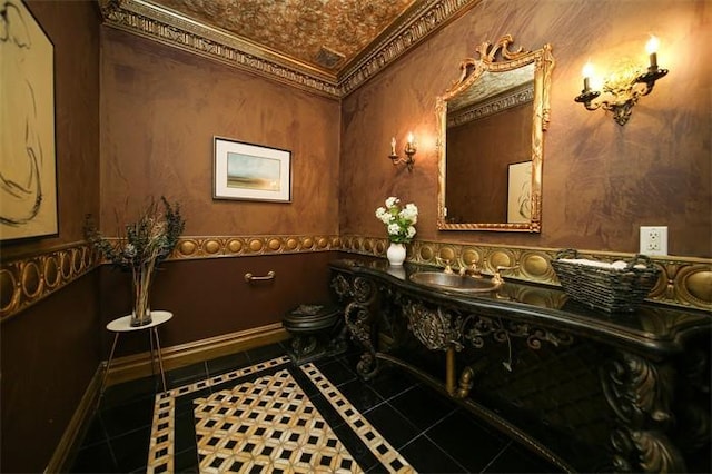 bathroom featuring sink and tile patterned floors