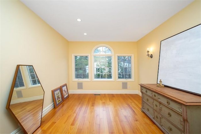 interior space with light hardwood / wood-style flooring