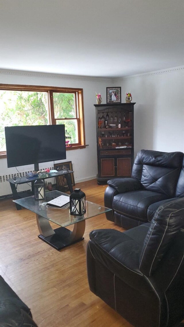 196-64 45th Ave, Flushing, NY 11358 - living room with wood finished floors and baseboards