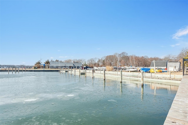 view of dock featuring a water view