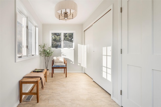 interior space with ornamental molding