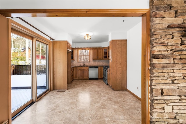 kitchen with sink, backsplash, and appliances with stainless steel finishes