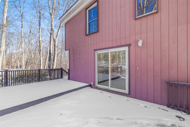 view of snow covered exterior