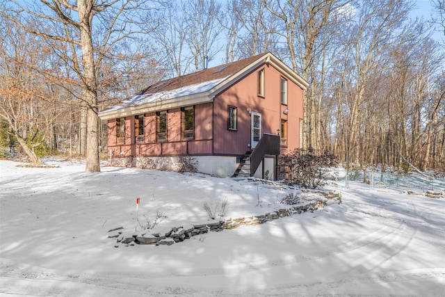 view of snowy exterior