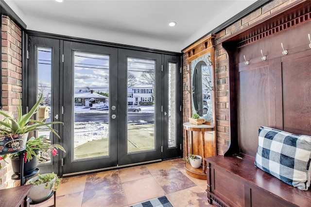 entryway with a wealth of natural light and french doors