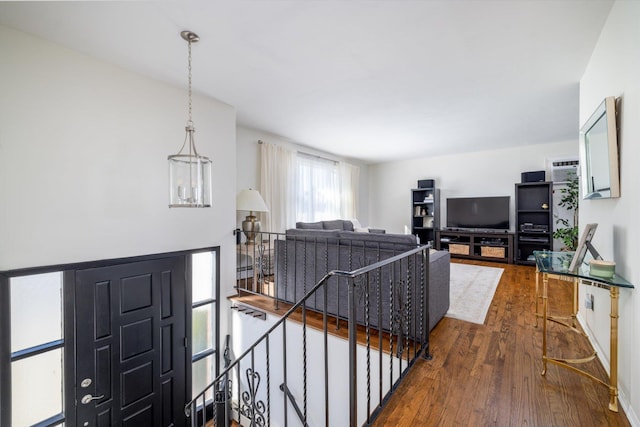 living room featuring dark hardwood / wood-style floors