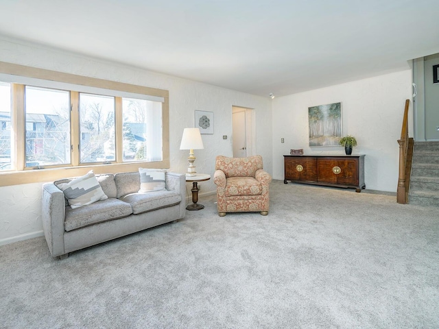 living room featuring carpet