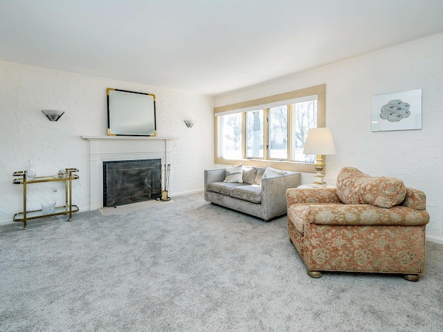 living room featuring carpet