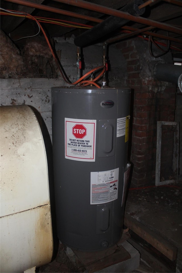 utility room with electric water heater