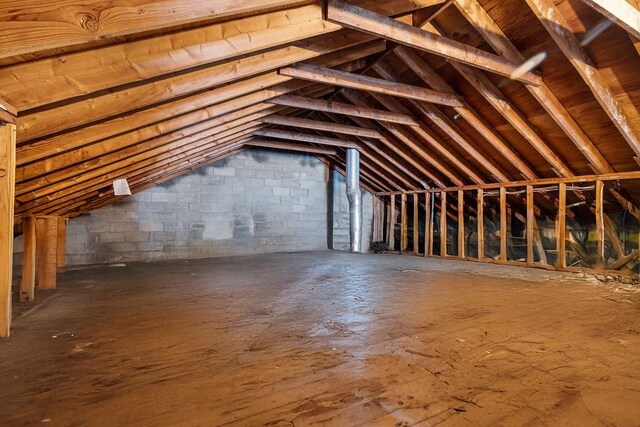 view of unfinished attic