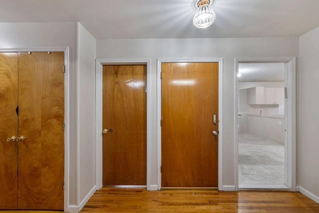 interior space with light hardwood / wood-style flooring