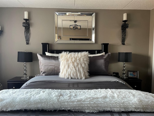 bedroom featuring a textured ceiling