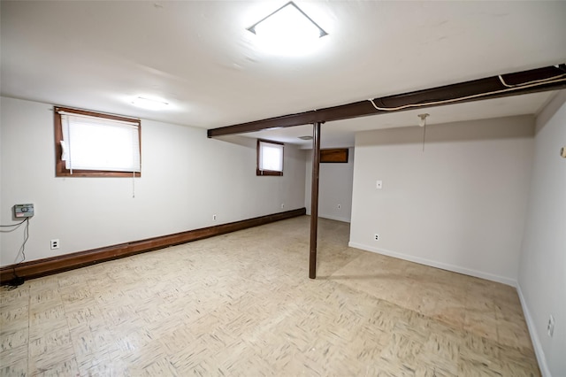 basement with a wealth of natural light