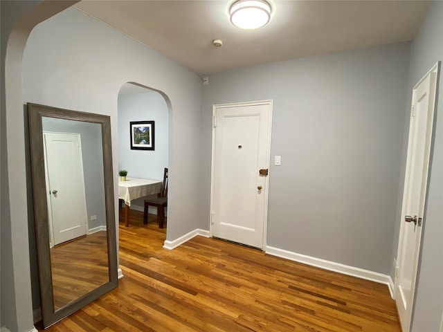 entryway featuring hardwood / wood-style flooring