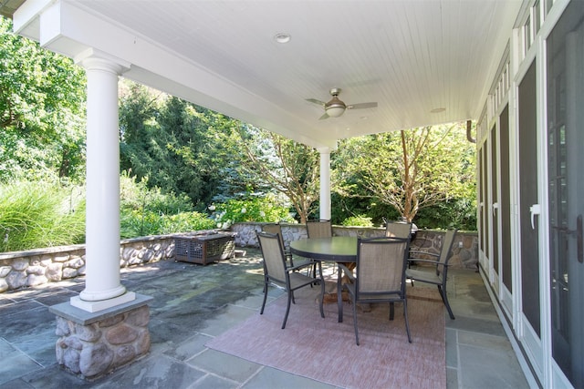 view of patio / terrace featuring ceiling fan