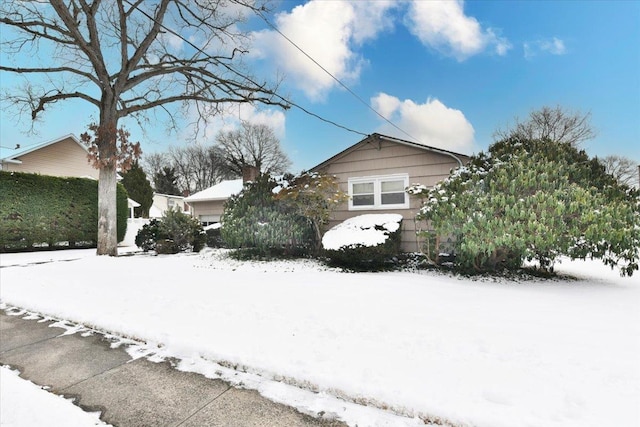 view of snow covered exterior