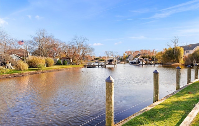 view of dock featuring a water view