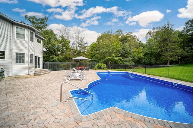 view of pool with a patio area