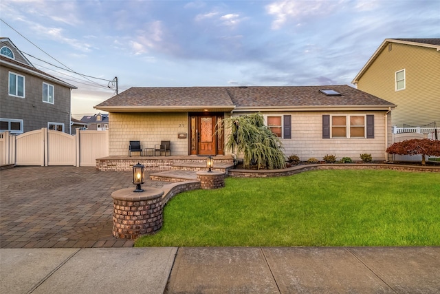 view of front of property featuring a patio area and a front yard