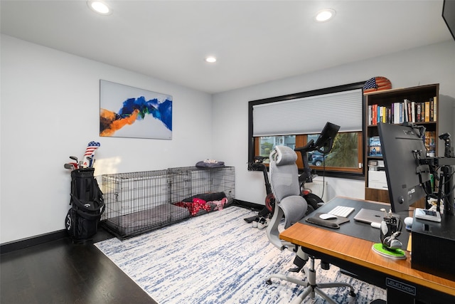 office space featuring wood-type flooring