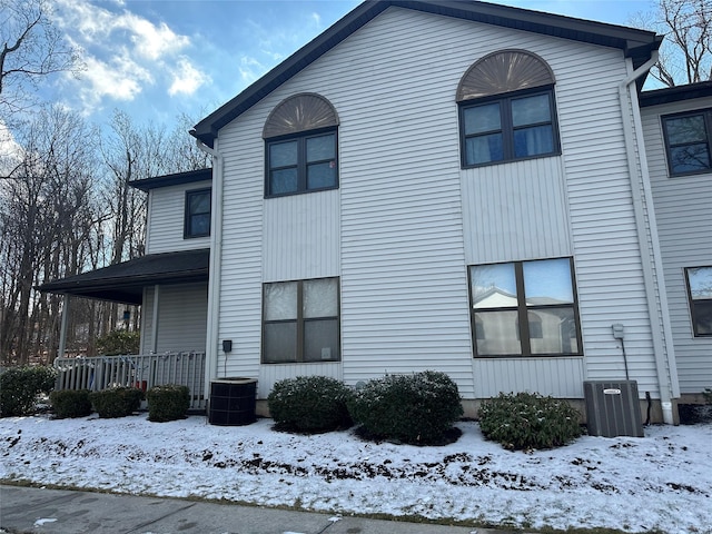 exterior space featuring central AC and covered porch