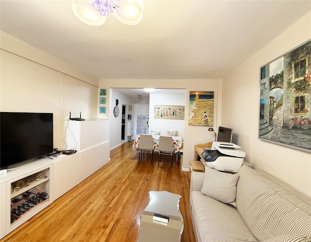 living room with light wood-type flooring