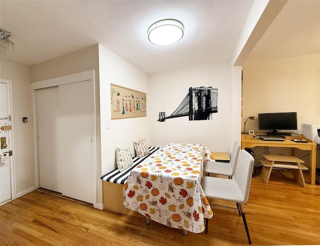 dining space featuring light hardwood / wood-style flooring