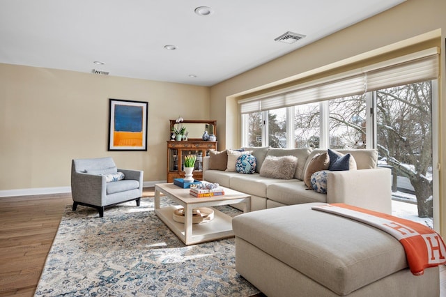 living room featuring hardwood / wood-style floors