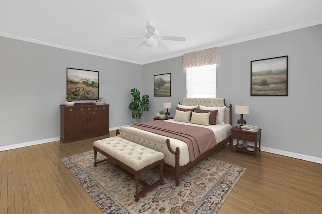 162-21 Powells Cove Blvd Unit 3D, Beechhurst, NY 11357 - bedroom featuring crown molding, hardwood / wood-style floors, and ceiling fan