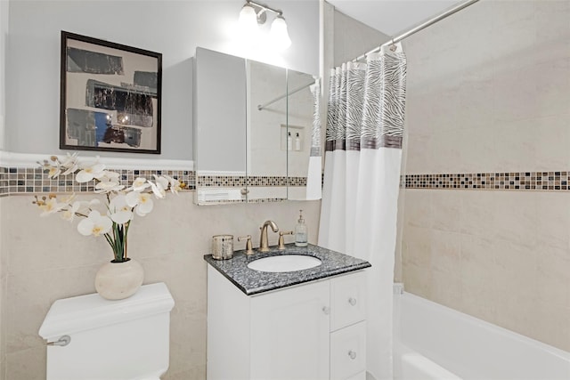 162-21 Powells Cove Blvd Unit 3D, Beechhurst, NY 11357 - full bathroom with shower / bath combination with curtain, vanity, toilet, and tile walls