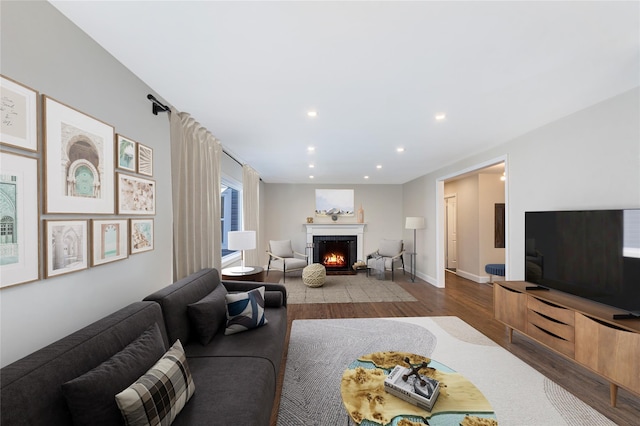 living room with hardwood / wood-style floors