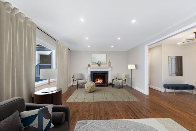 living room with hardwood / wood-style flooring