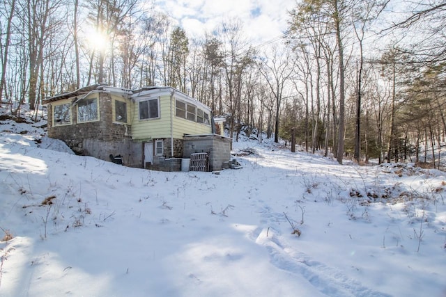 view of snowy exterior